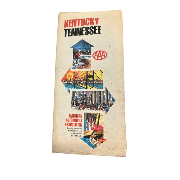 Vintage AAA Kentucky/Tennessee Road Map Issued in Spring of 1970-71 - Picture 1 of 4